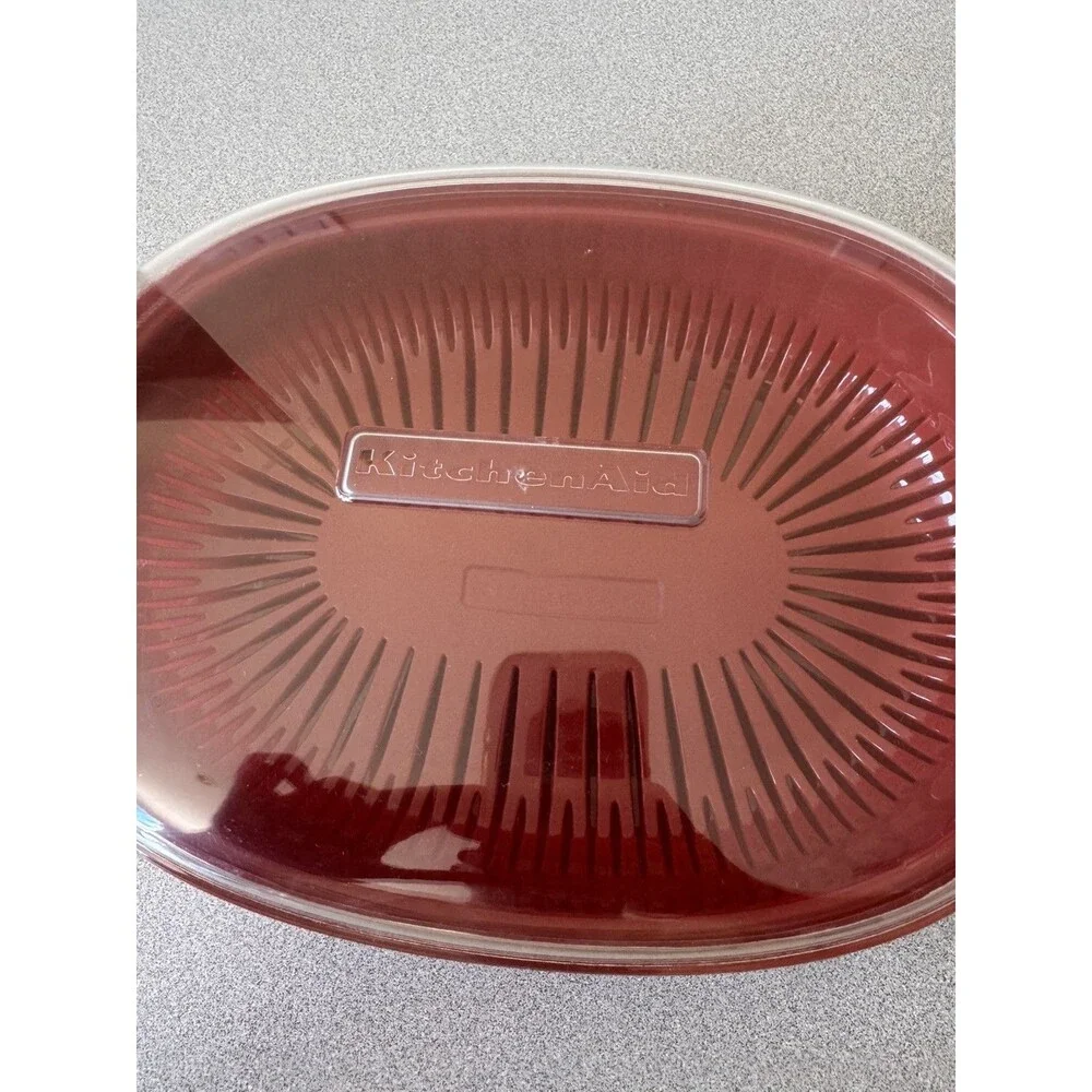 KitchenAid Red Microwave Steamer Cooker 3 Piece Set w/ Lid & Basket 13.5”